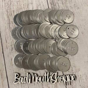 *Set of 95 Silver Stamped Numerical Number Identifying Circle Tags